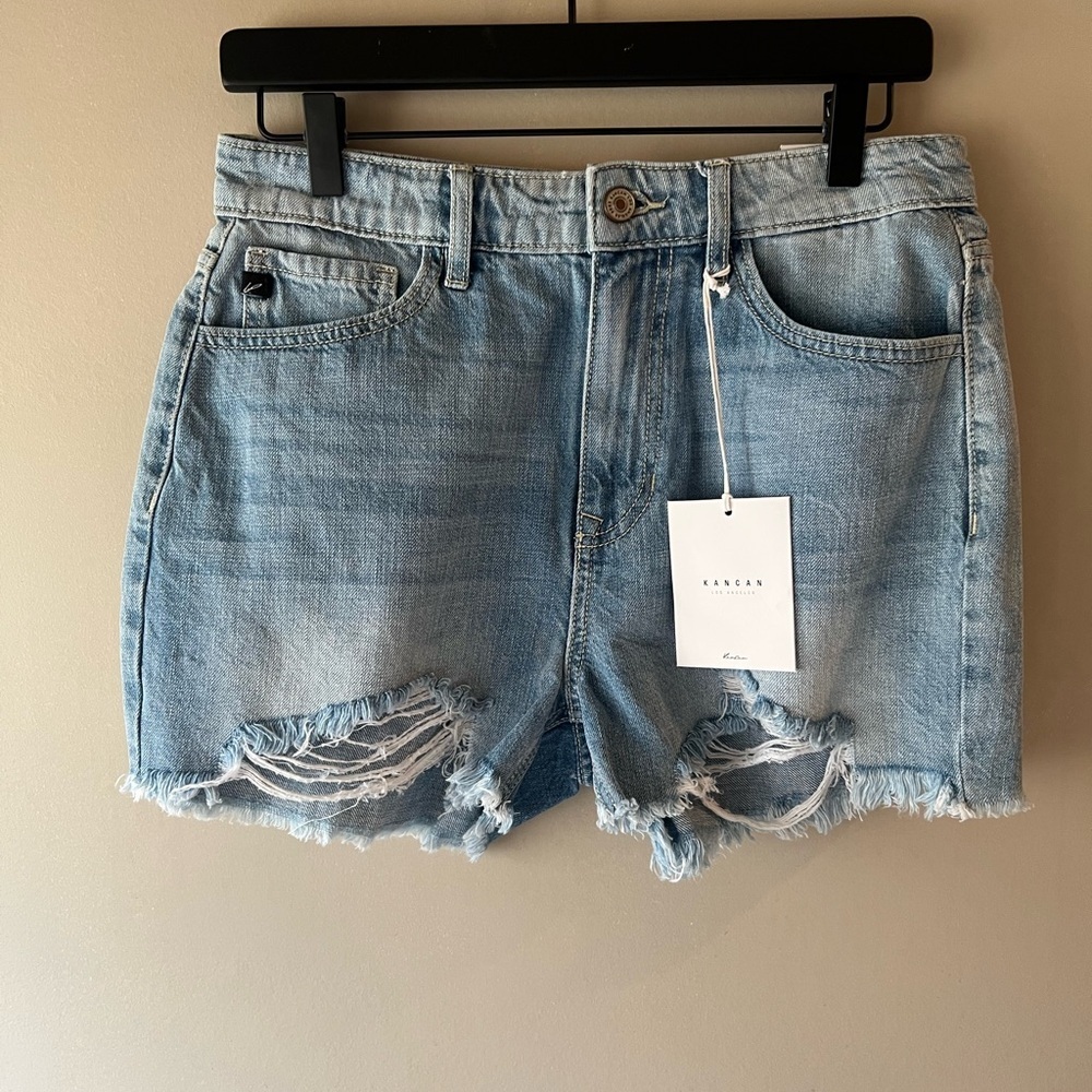 KanCan Light Wash Distressed Denim Jean Shorts